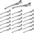 Duckbill Hair Clips - (20 Count, Silver) - 1.25 Inch Metal and Leather Hair Clips for Thick, Color-Treated Hair