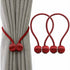 Storage Buckles - 4-Piece Magnetic Curtain Set, Magnetic Woven Curtain Set (Red)