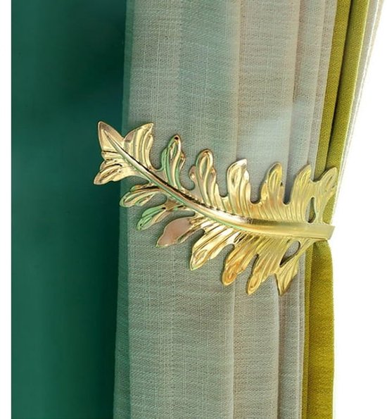 Curtain Hook - Leaf Curtain Wall Hook - Curtain Accessory - Set of 2 (Gold)