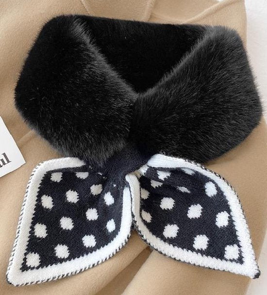 Warm scarf for autumn and winter - Soft and comfortable women's scarf with dotted pattern - Fashionable and versatile winter scarf for everyday use（Black）