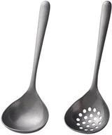 2-piece soup ladle and colander set - Colander with long handle for hot pans - Vintage style - Dishwasher safe - Suitable for sauces and cooking