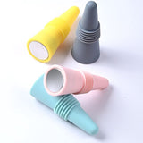 4 Piece Colored Stoppers - Reusable - Silicone Material - With Non-slip Handle, Perfect for Champagne, Keeps Your Drink Fresh