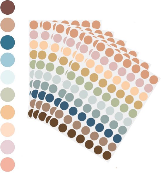 Stickers - 700 stickers - 10 mm self-adhesive labels - Colored self-adhesive labels - Coded - Round stickers for candy supplies - Colored self-adhesive stickers - 10 sheets