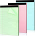Coloured notepads, set of 3 writing pads 29.5 x 21.4 cm, with micro-perforation and sturdy back, broad lines, 50 sheets per pad, ideal for school, university, office and professional use (blue/pink/green)
