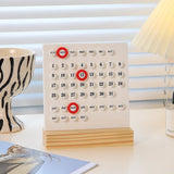 Perpetual calendar - Wooden calendar stand for desk - Acrylic calendar for desk - Suitable for living room, office, shop, bar - Display of week, month and day (white)