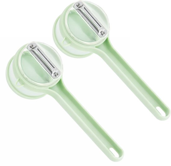 Vegetable Peeler - Fruit and Vegetable Peeler - with Storage Box - Safe and Efficient - Double-Sided Sharp Stainless Steel Blades - Easy to Clean - Process Fruits and Vegetables Easily and Conveniently - Set of 2 (Green)