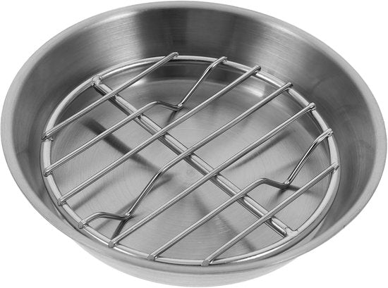 Baking tray for air fryer - Air fryer baking pan - Air fryer accessories - Baking tray with rack - Made of 304 stainless steel - 12 cm