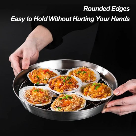 Baking tray for air fryer - Air fryer baking pan - Air fryer accessories - Baking tray with rack - Made of 304 stainless steel - 25 cm