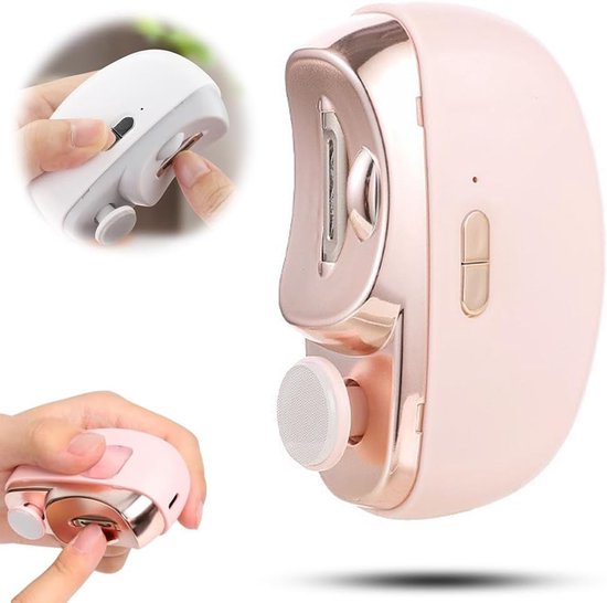 3-in-1 Electric Nail Clipper with LED Polishing Function – Safe Nail Cutting and Care for Seniors and Adults（Pink）