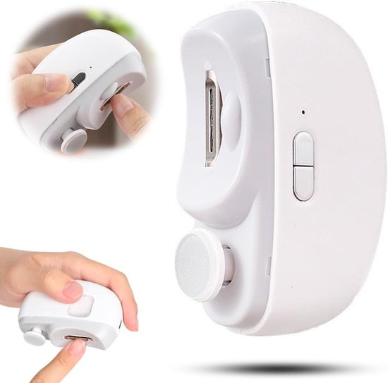 3-in-1 Electric Nail Clipper with LED Polishing Function – Safe Nail Cutting and Care for Seniors and Adults（White）