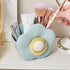 Flower-shaped Makeup Brush Holder - Multifunctional Makeup & Desk Storage Organizer - Compact Design 14.8 x 13.5 x 8 cm - Blue
