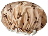 Double Layer Waterproof Shower Cap for Women & Girls – Reusable, Stretchy & Comfortable with Print (Gold)