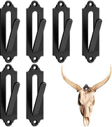 6-Piece Skull Wall Hook Set - Black Steel Hook for Decoration - Includes Mounting Kit