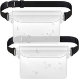 Waterproof Waist Pack with Triple Zipper & Touchscreen Phone Case – 2-Piece Set – Ideal for Beach, Cruise, Swimming, Kayaking and Outdoor Activities（White）