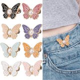 Waistband Tighteners - 8 Sets - Removable Butterfly Clips Jeans Buttons for Loose Jeans - Adjustable Waistband Buckles - No Sewing and No Tools Required - Decorative Butterfly Waistband Buckles | Jeans Buttons Pins