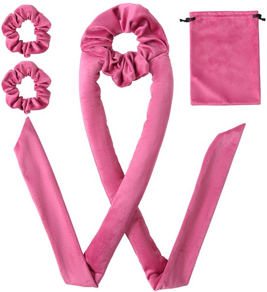 Piece Hair Rollers - Curling Iron for Women - Includes Storage Bag - Creates Long Lasting Curls Without Heat（Pink Red）