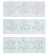 Baking Molds (3-Piece Set) - Silicone Baking Molds - Maple Leaf, Clover, and Snowflake Patterns - Suitable for baking chocolate, candy, and cupcakes, this is a handy tool for creating fun homemade desserts