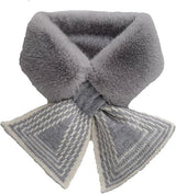 Women's Scarf - Women's Winter Scarf - Thick - Warm - Short Scarves - Plush Cross Scarves - Neck Scarves - Ultra Soft - 75x10 cm - Gray