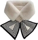 Women's Scarf - Women's Winter Scarf - Thick - Warm - Short Scarves - Plush Cross Scarves - Neck Scarves - Ultra Soft - 75x10 cm - White