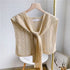 Knitted Openwork Shoulder Dress - Lightweight Cardigan & Scarf in One - Solid Color Goes With Everything - Beige
