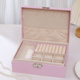 2-Tier Jewelry Box - With Removable Drawer & Lock - Large Storage Capacity For All Jewelry - Pink