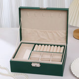 2-Tier Jewelry Box - With Removable Drawer & Lock - Large Storage Capacity for All Jewelry - Green