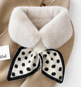 Warm scarf for autumn and winter - Soft and comfortable women's scarf with dotted pattern - Fashionable and versatile winter scarf for everyday use（White）