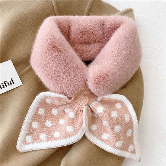 Warm scarf for autumn and winter - Soft and comfortable women's scarf with dotted pattern - Fashionable and versatile winter scarf for everyday use（Pink）