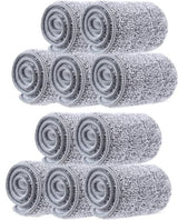 Mop Pads - Universal Replacement, Washable Wet and Dry Mop Pads - Fits Most 28-33cm Velcro Mops. Floor Cleaning System (10 Pack, 33*12.4cm)