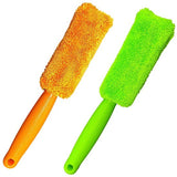 Brushes - Set of 2 soft microfiber metal-free car rim and wheel brushes - Scratch-free tire brushes - for cleaning wheels - Universal accessory for washing car tires (orange and green)