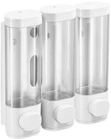 3 Wall-Mounted Soap Dispensers No Drilling Required - Drip-Proof for Gel, Shampoo, and Lotion - White
