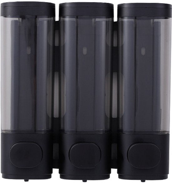 3 Wall-Mounted Soap Dispensers, No Drilling Required - Drip-Proof, Suitable for Gel, Shampoo, and Lotion - Black