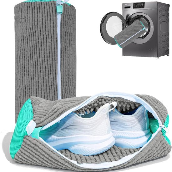 Shoe Wash Bags - 2-Pack - Reusable Shoe Cleaning Bags - Gray