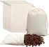 Storage Bags - Fabric Bags 20 x 15 cm - Pack of 15 Cotton Bags - Linen Drawstring Bags - Small Reusable Gift Bags - Cotton Bags - Canvas Bags - DIY - Coffee
