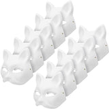 10 Paintable Cat Masks - DIY Animal Costume Masks - White Masks - Half-Used for Masquerade - Halloween - Cosplay Masks for Kids - Party Costume Supplies