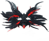 Mask - New for Halloween - Gothic Style - Mask with Decorative Feather Lace - Devil's Horn Mask - Role-playing Prop