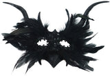 Mask - New for Halloween - Gothic - Mask with decorative feather lace - Devil's horn mask - Role-playing prop - Black