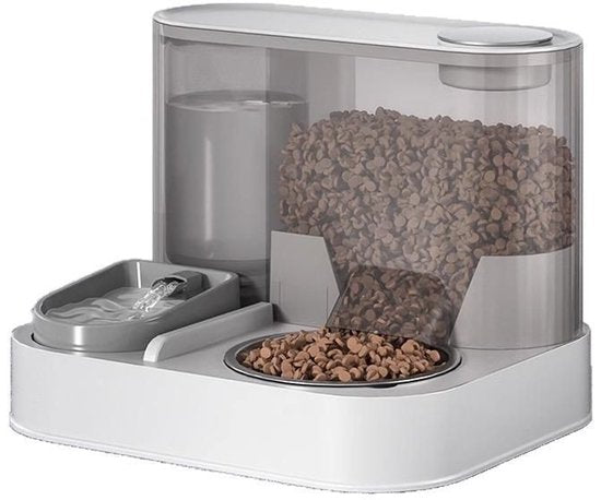 Water bowl for cat and dog - Automatic feeder - Stainless steel - Large capacity - Double bowl