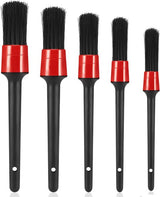 5-Piece Car Cleaning Brush Set - Car Detailing Brush Set - For cleaning rims - Dashboard - Interior - Exterior - Leather - Air vent logos