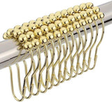 Shower curtain hooks (12-piece) - Curtain rings - Stainless steel rings with sliding system - Gold