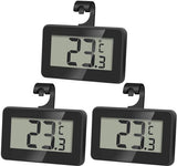 Set of 3 digital refrigerator thermometers - Magnetic aquarium thermometer with hook - Mini refrigerator thermometer - Freezer thermometer - for home, restaurant, bar - Black