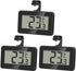 Set of 3 digital refrigerator thermometers - Magnetic aquarium thermometer with hook - Mini refrigerator thermometer - Freezer thermometer - for home, restaurant, bar - Black