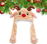 Hats - Santa Hats - Plush Santa Hats - Cute Bouncy Ear Warmers - Interactive Animation Design - Suitable for Cosplay, Parties, Music Festivals, Costumes and Accessories - Christmas Gifts - Birthday Gifts