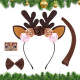 Headband - Elk Ears - Great for a Masquerade - Christmas Reindeer Headband and Tail - Perfect for Winter, Holidays, Halloween, Parties and Cosplay Costumes