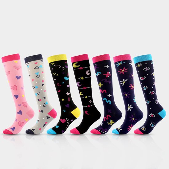7 pairs of sports compression socks for cycling, running, compression stockings, nursing tights and fitness compression stockings (L/XL)