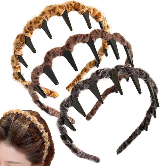 Set of Three Retro Non-slip Double-Sided Headbands - Highly elastic retro headband - Suitable for fitness, cosplay, sports, formal occasions and daily use; suitable for women and girls.