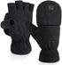 Unisex warm fleece gloves with fold-over top - Half-finger gloves - Warm gloves - Half-finger design - Suitable for writing, cycling, photo sessions with your partner - Winter gloves - Winter gift - Warm - Black XL