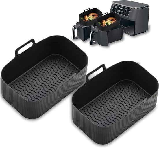 2-piece Airfryer accessory pads - Silicone Airfryer pads - Black - 19.5*16.5 cm