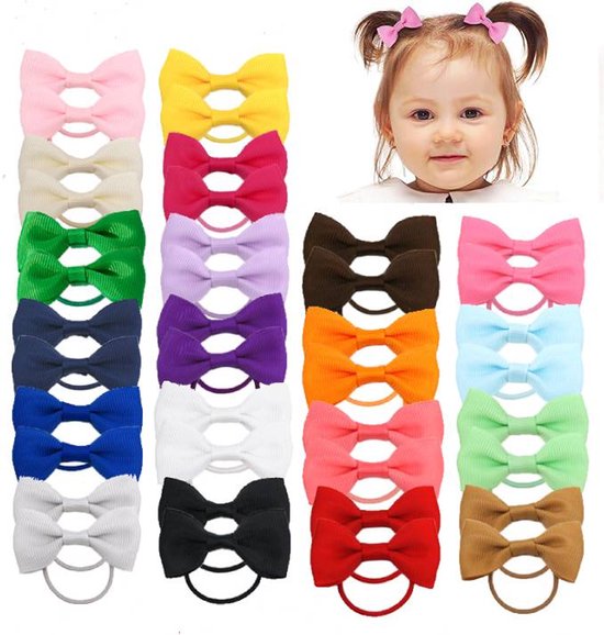 40-pack - Multicolor Baby Girl Hair Clips - Hair Elastics, Elastic Hair Bands - Ponytail Hair Elastics - Elastics - 40-pack (1 pack)