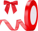 Gift Wrap - 22m Long Red Satin Ribbon - 10mm Wide - Suitable for Gift Wrapping, Valentine's Day Decorations, Heavy Fabrics - Handmade and Wedding Decorations